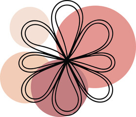 Fototapeta premium Minimal line flower with heart shape soft pink background elegant emotional floral contour vector illustration