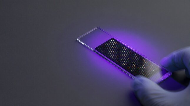 DNA microarray analysis performed by scientist in laboratory setting