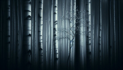 Fototapeta premium line art nature photography of a forest during a storm. Intentional Camera Movement