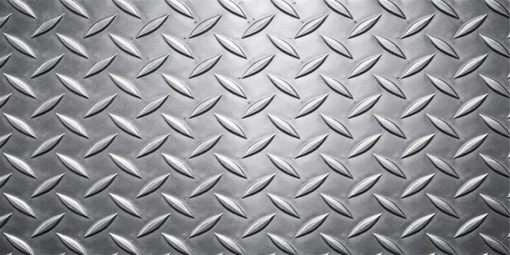 Seamless silver diamond plate texture featuring a metallic industrial steel pattern on a hard gray aluminum surface for construction material background
