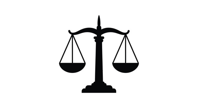 A black silhouette of scales representing justice and balanced decision making silhouette