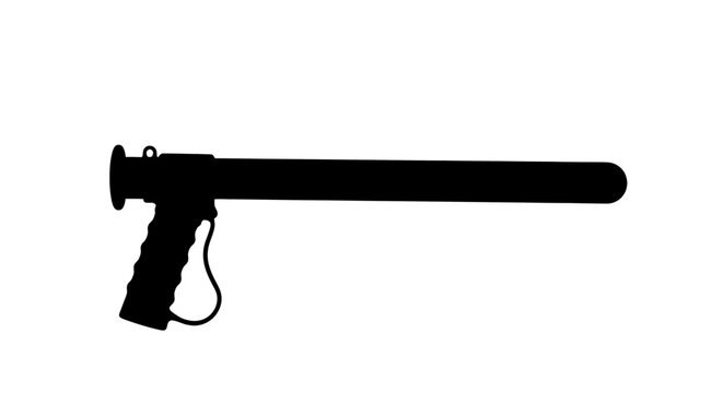 Black Police Baton Silhouette on White Background for Law Enforcement.
