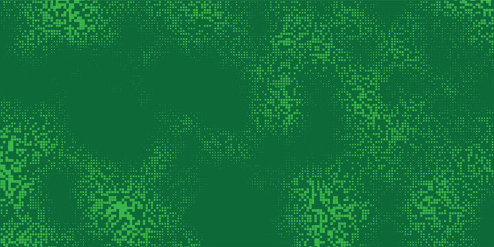 Dynamic green pixelated pattern flows across the screen with fast flowing energy and bold visual rhythm, dynamic background
