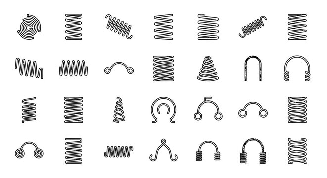 collection of various metal springs and coils diverse spring types