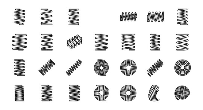 collection of various spring coil icons industrial elements and design concepts