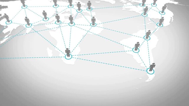Global Network of Connected People on World Map.