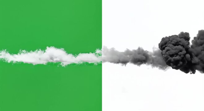 split green and white backdrop with torn cloud stripe across center