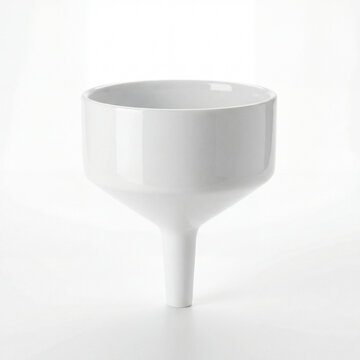 Professional White Porcelain Buchner Funnel Isolated on Seamless White for Scientific Supply Marketing Images