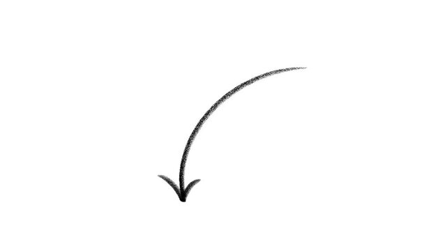 Hand-drawn Stop motion Red and Black Arrow pointing, hand-drawn arrow animation on a transparent background, Arrow sketch, handmade 4K