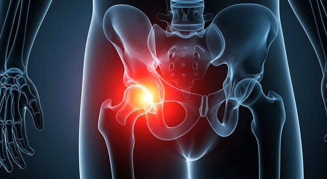 Human Hip Joint Pain Anatomy Medical Illustration Inflammation Concept