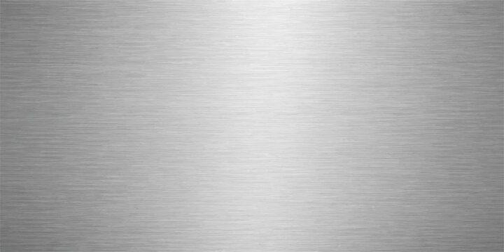 A textured brushed silver metal plate surface featuring a seamless stainless steel pattern with shiny gray metallic reflections on a polished titanium alloy backdrop