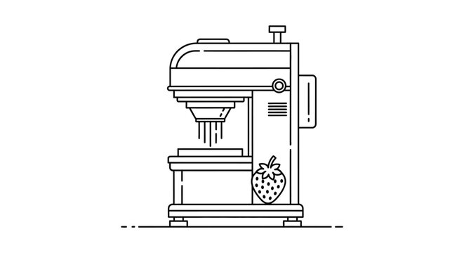 Line Art Illustration of a Strawberry Juice Extractor Machine