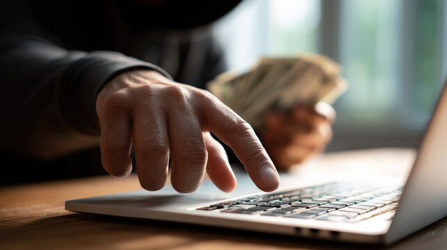 Infected operating system with installed malware can lead to money leak. A malefactor is providing online attack. Stealer. Scam, fraud
