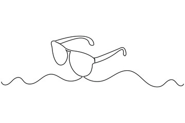 Obraz premium Sunglasses continuous one line art illustration for summer fashion and travel design