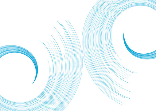 Bright blue circular spiral lines abstract futuristic tech background. Vector minimal design