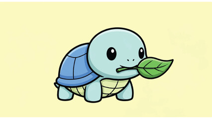 Fototapeta premium Squirtle Pokemon Character Holding Leaf.