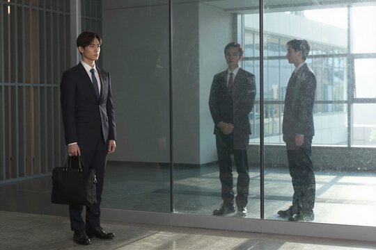 businessman and businesswoman walking