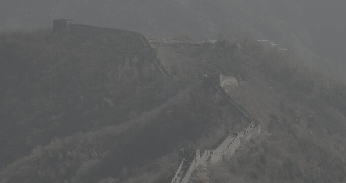 The Rugged Beauty of the Great Wall Over the Mountains
