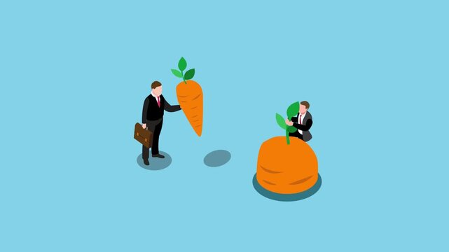 Business Comparison of Small Success versus Large Hidden Potential 3d animation cartoon