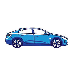 Obraz premium Modern blue sedan car vector illustration isolated on white background.