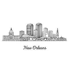 Fototapeta premium New Orleans city skyline vector illustration