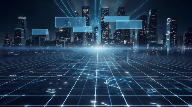 city at night, technology, system, ai