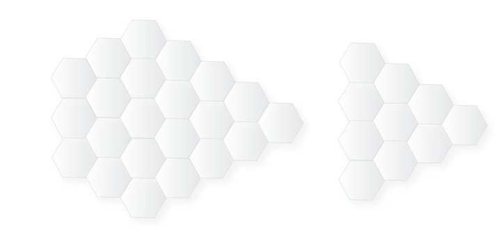 White hexagon geometric pattern with soft fade abstract 3D minimal background modern clean texture.