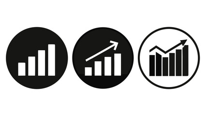 Obraz premium Three black and white graph icons for growth