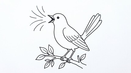 Fototapeta premium Outline Drawing Style animal, Monoline Sketch Style, Simple Black and White Bird Drawing