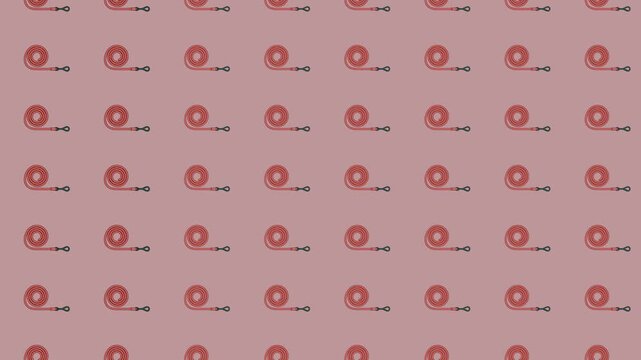 Repeating coiled dog leashes pattern on muted pink background minimalist flat vector pet accessory design