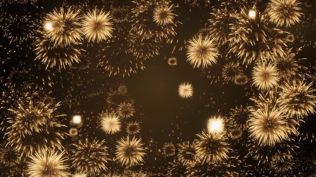 シャンパンベージュ ファイアワーク 花火のような放射 黒背景