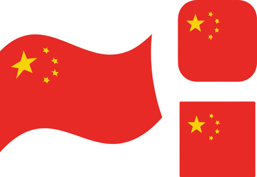 Set of china flag vector in different style