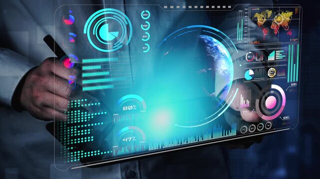 High-tech global network connection interface showing worldwide digital communication, data exchange, and internet connectivity. Global connection, data interaction, and worldwide communication. Thunk