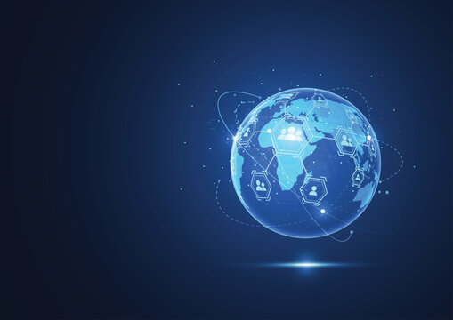 Global network internet connection. Business connecting people. Customer relationship management. Vector Illustration