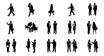 Fototapeta premium business people in silhouette diverse work scenarios teamwork meetings success