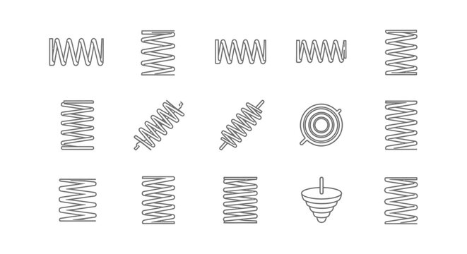 collection of various spring types coiled metal and conical shapes