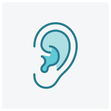 Minimal silhouette illustration of the outer ear for anatomy or beauty themes