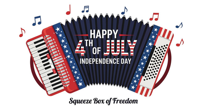 Patriotic Accordion, 4th of July Independence Day, American Flag, Musical Instrument