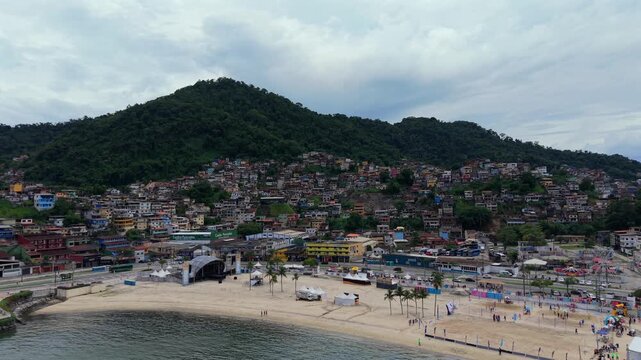 Praia do Anil Beachfront in Angra dos Reis, Brazil, Coastal Cityscape, Tropical Hillside Community