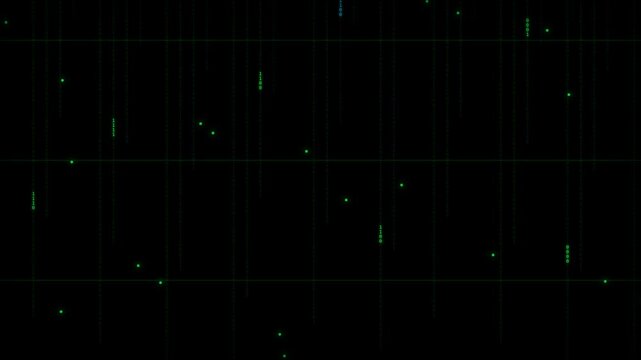 A dark digital background featuring green lines and points resembling a futuristic data display