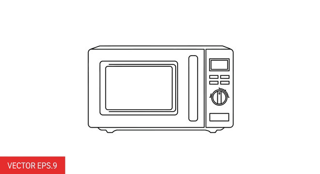 Simple Microwave Oven Line Art Illustration
