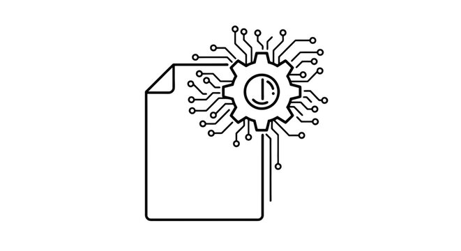 Artificial Intelligence Document Processing and Data Automation Vector Icon
