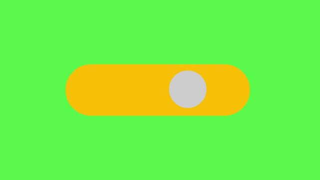On and off switch button moving on green screen background flat animation in high quality.