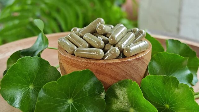 Centella asiatica capsule. Herbal supplements.