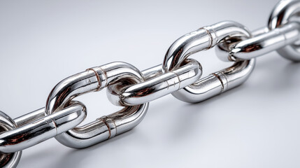 Obraz premium Close up of a shiny metallic industrial chain linking multiple segments together