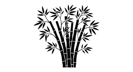 A striking black silhouette of bamboo stalks and leaves naturalistic design silhouette © MIRAJ02