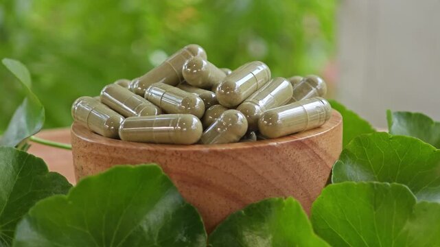 Centella asiatica capsule. Herbal supplements.