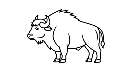Obraz premium American bison buffalo line art illustration on white background