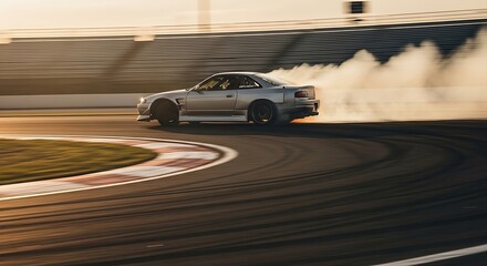 Obraz premium Car drifting on a racing track.
