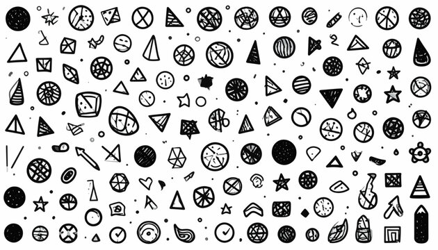 seamless pattern with black and white icons